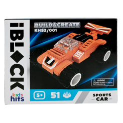 Конструктори з унікальними деталями - ​Конструктор IBLOCK Kids hits Спорткар помаранчевий 51 деталь (KH52/001/4)