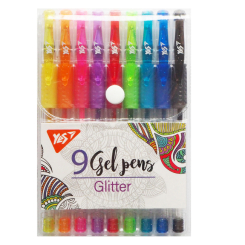 Канцтовары - Набор гелевых ручек Yes Glitter 9 штук (420431)