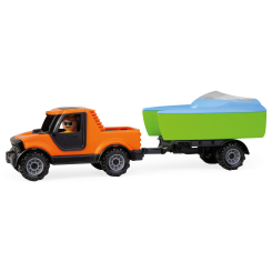 Машинки для малышей - Игровой набор Lena Truckies Пикап с тележкой и лодкой (1633)