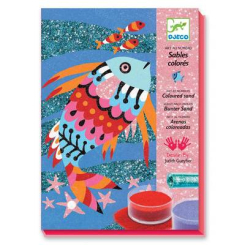Товари для малювання - Набір для малювання кольоровим піском і блискітками DJECO Райдужні рибки (DJ08661)