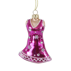 Аксесуари для свят - Ялинкова прикраса BonaDi Сукня 2 шт 10 см Рожевий (NY28-228) (MR62503)