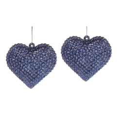Аксесуари для свят - Набір ялинкових прикрас BonaDi Серце 2 шт 6 см Синій (113-544) (MR62484)