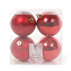 Аксесуари для свят - Набір пластикових новорічних кульок Flora 4 шт D-8 см (11849) (MR35181)