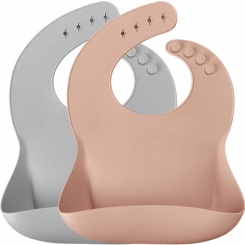 Дитячий посуд та аксесуари - Нагрудник MinikOiOi Basics Bubble Beige and Powd (101020066)