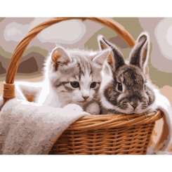 Товары для рисования - Картина по номерам Strateg Котенок с кроликом 40 х 50 (VG031)