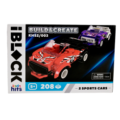 Конструкторы с уникальными деталями - Конструктор IBLOCK Kids hits Две спортивные машины 208 деталей (KH52/003)