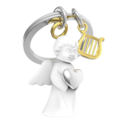 Брелоки - Брелок Metalmorphose White Angel and Chrome Heart and Gold Harp (8000020291018)