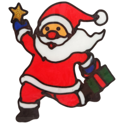 Аксессуары для праздников - Силиконовая наклейка на стекло "Санта Клаус бежит с подарком" Bambi 13-63-04 20 х 15 см (63701)