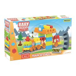 Блокові конструктори - Конструктор Wader Baby blocks Залізниця 58 елементів 2,24 м (41470)