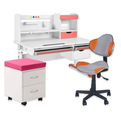 Детская мебель - Парта FunDesk Sentire 1200 x 650 x 540 -760 мм Pink + кресло FunDesk LST3 Orange-Grey + тумбочка FunDesk SS15W Pink (1675992002)