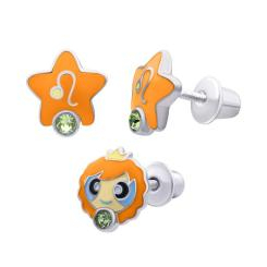 Ювелірні прикраси - Сережки UmaUmi Лев з зеленим талісманом (2210000015395) Ювелірні прикраси - Сережки UmaUmi Лев з зеленим талісманом (2210000015395)