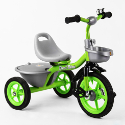 Велосипеди - Триколісний дитячий велосипед Best Trike Дзвіночок 2 кошика Green and grey (102415)