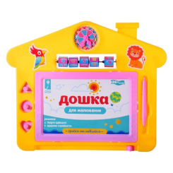Товары для рисования - Детская доска для рисования "Дом" A-Toys PL-7013 со штампами Желтый (36231s45008)