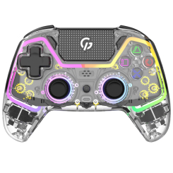 Ігрові приставки - Геймпад GamePro BT 5.3/USB PC/iOS/Android/PS3/PS4 RGB Transparent (GPS13T)