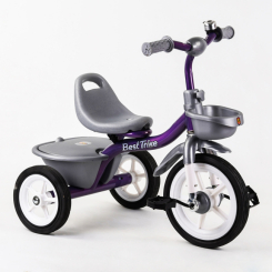 Велосипеди - Триколісний дитячий велосипед Best Trike Дзвіночок 2 кошики Violet and grey (102416)