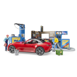 Автотреки, паркинги и гаражи - Игровой набор Bruder АЗС с автомойкой (62111)