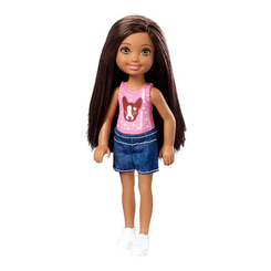 Маленькі ляльки - Лялька Barbie Club Chelsea Шатенка у топі із цуценям (DWJ33/DWJ36)