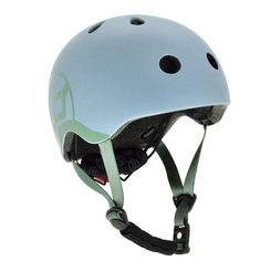 Защитное снаряжение - Детский шлем Scoot & Ride Серо-синий 51-55 см с фонариком (SR-190605-STEEL)
