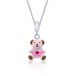 Ювелирные украшения - Кулон UMa&Umi Медвежонок с сердцем розовый (1066976454451)