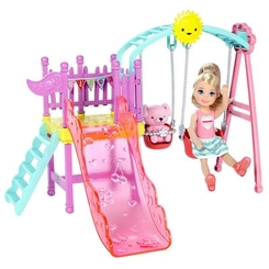 Маленькие куклы - Набор Развлечения Челси во дворе Barbie качели (DWJ45/DWJ46)