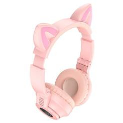 Портативні колонки та навушники - Бездротові навушники Borofone BO18 Cat ear BT 5.0, батарея 400mAh /7 годин дзвінків та музики Рожевий (28705_1997355)