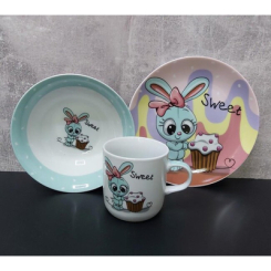 Чашки, склянки - Дитячий набір столового посуду Limited Edition Sweet Bunny з 3 предметів (C523) (15518)