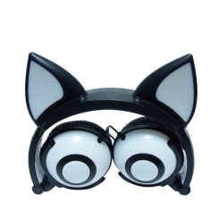 Портативные колонки и наушники - Наушники SUNROZ LINX Bear Ear Headphone с ушками Лисички LED Черный (SUN2648)