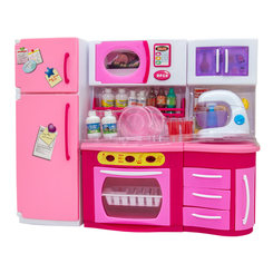 Мебель и домики - Кукольная кухня Qun feng toys Милый дом-2 розовая с эффектами (2803S)