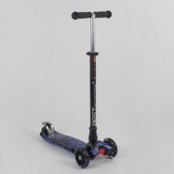 Самокати - Самокат дитячий пластмасовий з алюмінієвою трубкою керма + 4 колеса PU зі світлом Best Scooter MAXI Black/Blue (98428)