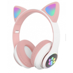 Портативні колонки та навушники - Безпровідні Bluetooth-навушники з вушками и LED підсвіткою Cat Ear VZV-24M/8079 Рожеві (30149931А)