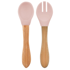 Дитячий посуд та аксесуари - Ложка та виделка силіконові MinikOiOi Dig In Pinky Pink (101060055)