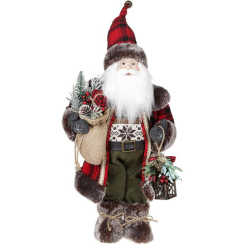 Аксесуари для свят - Новорічна фігурка Санта з ліхтариком 46см (м'яка іграшка), червоний із чорним Bona DP73692