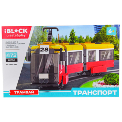 Конструкторы с уникальными деталями - Конструктор IBLOCK Транспорт Трамвай 3-х секционный (PL-921-381)