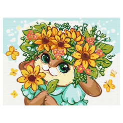 Товари для малювання - Картина за номерами Brushme Квіткове зайченя (KBS0141)