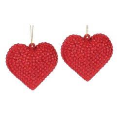 Аксесуари для свят - Набір ялинкових прикрас BonaDi Серце 2 шт 6 см Червоний (113-553) (MR62461)