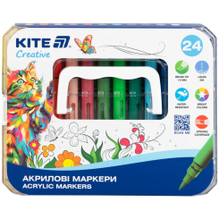 Канцтовари - Набір маркерів акрилових з рідкими чорнилами Kite Creative 24 кольори (K-1162)