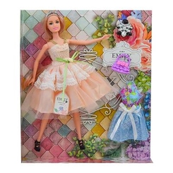 Куклы - Кукла Emily Блондинка в платье с кружевной персиковой юбкой (QJ077C/QJ077D-2)