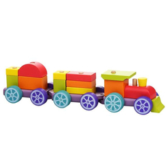 Розвивальні іграшки - Дерев'яна іграшка Cubika Поїзд Веселковий експрес (12923)