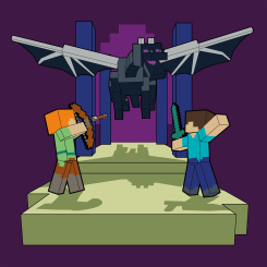 Товари для малювання - ​Картина за номерами Santi Майнкрафт Стів та Алекс бій з драконом 25 х 25 см (955471)