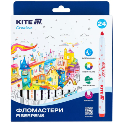 Канцтовары - Набор фломастеров Kite Creative superwashable 24 цвета (K-1153)