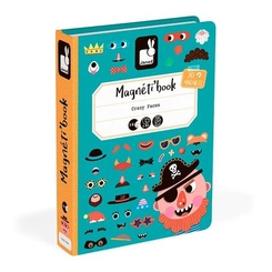 Интерактивные обучающие игрушки - Магнитная книга Janod Смешные лица — мальчик (J02716)