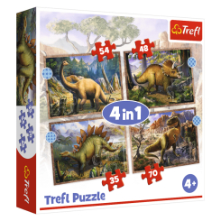 Пазлы - Пазл Trefl Интересные динозавры 4 в 1 (34383)
