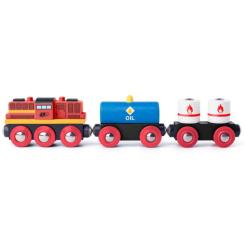 Железные дороги и поезда - Игровой набор Woody Тепловоз с грузовым поездом (91898)