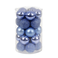 Аксессуары для праздников - Набор пластиковых новогодних шаров Flora 25 шт D-3 см Синий (11648) (MR62431)