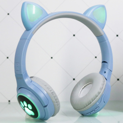 Портативные колонки и наушники - Наушники Aspor Bluetooth CAT Ear XY-231 LED- голубой (755481)