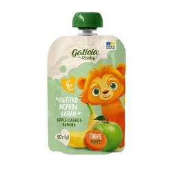 Сладости - Пюре Galicia Baby яблочно-морковно-банановое 90 г (4820209564402)