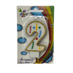 Аксессуары для праздников - Свеча Party House Цифра 2 (4823848301209)
