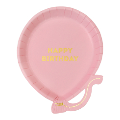 Аксесуари для свят - Одноразові тарілки Talking tables Повітряні кульки рожеві 12 штук (BDAY-PLATE-BALL-P) (5052715088991)