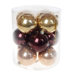 Аксесуари для свят - Набір пластикових новорічних кульок Flora 12 шт D-8 см (12026) (MR35187)