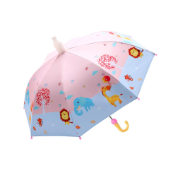 Парасольки і дощовики - Дитяча парасолька-тростина Lesko QY2011301 напівавтомат Funny Animals Pink (6947-25137a)